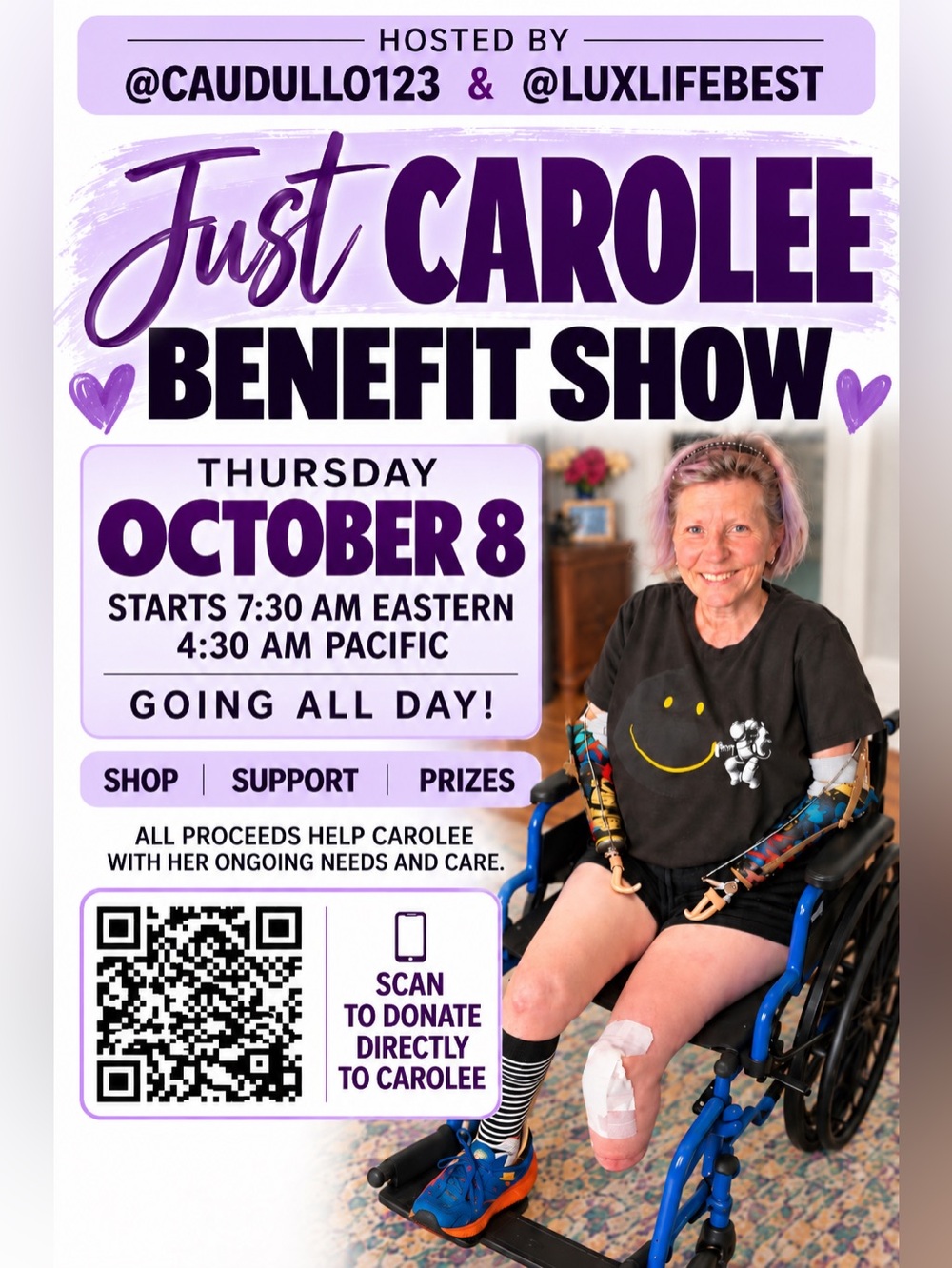 @JustCarolee Benefit Share Show - we are live flyer Thursday Oct 8th 730 am - Picture 1 of 2